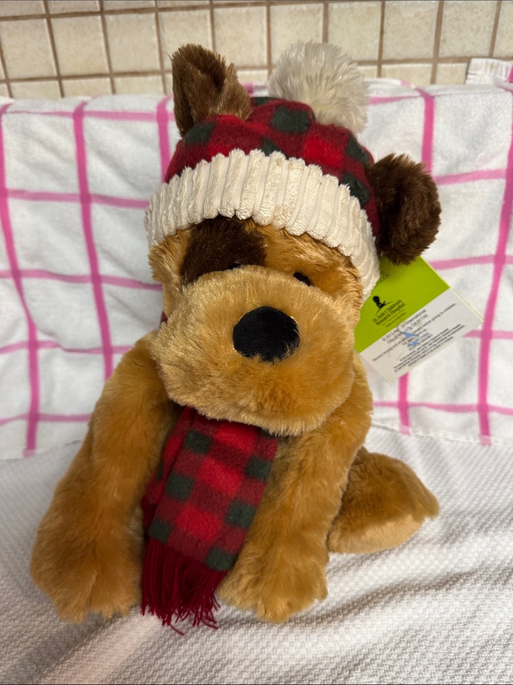 Hugfun Christmas Brown Puppy Dog Plush Winter Hat Scarf